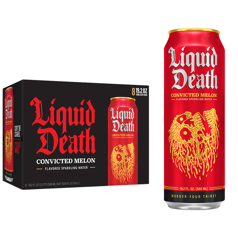 Liquid Death Convicted Melon Sparkling Water 8pk 19.2oz King Size Cans