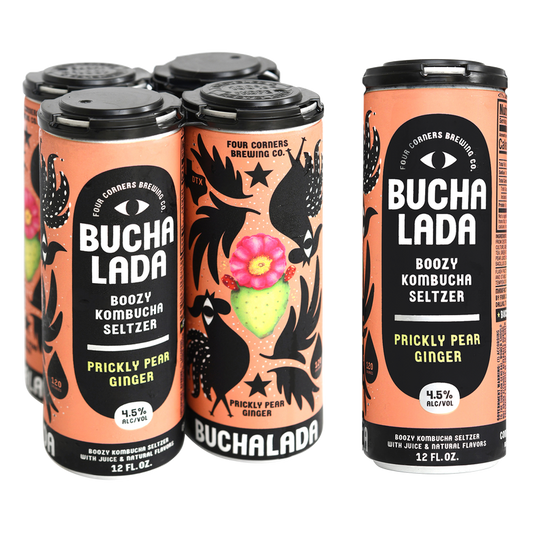 Four Corners Buchalada Prickly Pear Ginger Kombucha Seltzer 4pk 12oz Can 4.5% ABV