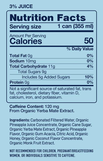 Sollos Yerba Mate Pineapple Coconut 12oz Can