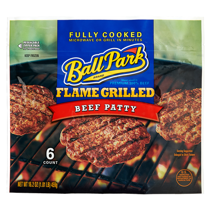 Ball Park Frozen Flamed Grilled Original Beef Patties 6ct 16.2oz