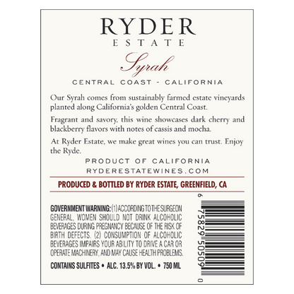 Ryder Estate Syrah 750ml