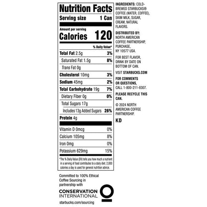 Starbucks Cold Brew Vanilla Sweet Cream 11oz Can