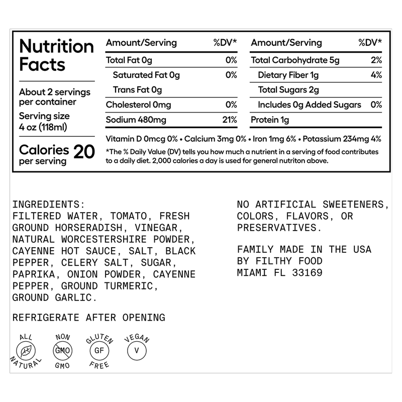 Filthy Food All-Natural Bloody Mary Mix 8oz Pouch