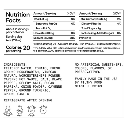 Filthy Food All-Natural Bloody Mary Mix 8oz Pouch