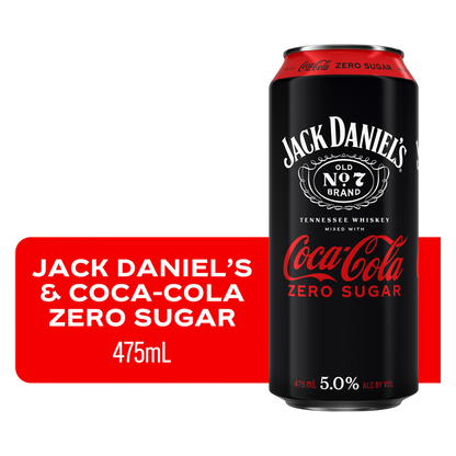 Jack Daniel's & Coca-Cola Zero 475ml Can 5% ABV