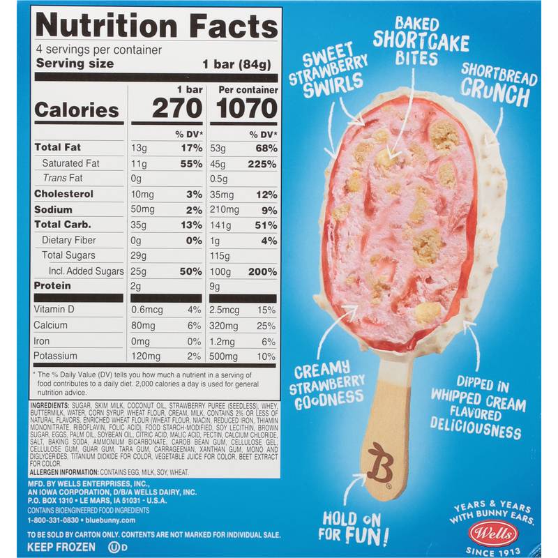 Blue Bunny Strawberry Shortcake Load'd Bars 4ct