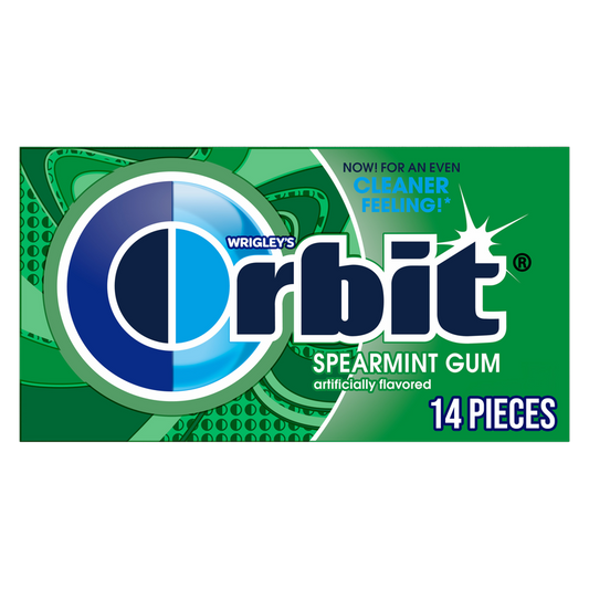 ORBIT Gum Spearmint Sugar Free Chewing Gum, Single Pack, 14 Piece