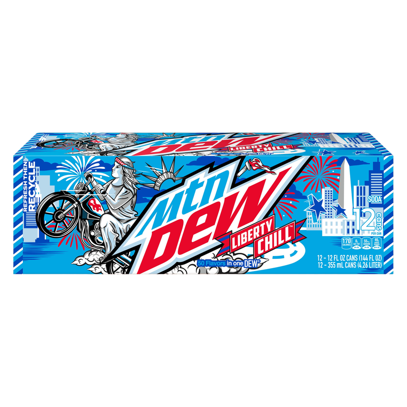 Mtn Dew Liberty Chill Soda 50 Flavors In One DEW 12pk 12oz Btl