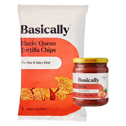 Basically Blazin' Queso Tortilla Chips & Basically Salsa