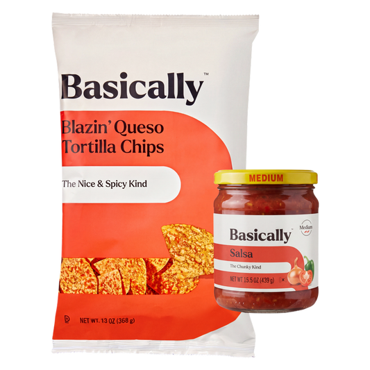 Basically Blazin' Queso Tortilla Chips & Basically Salsa