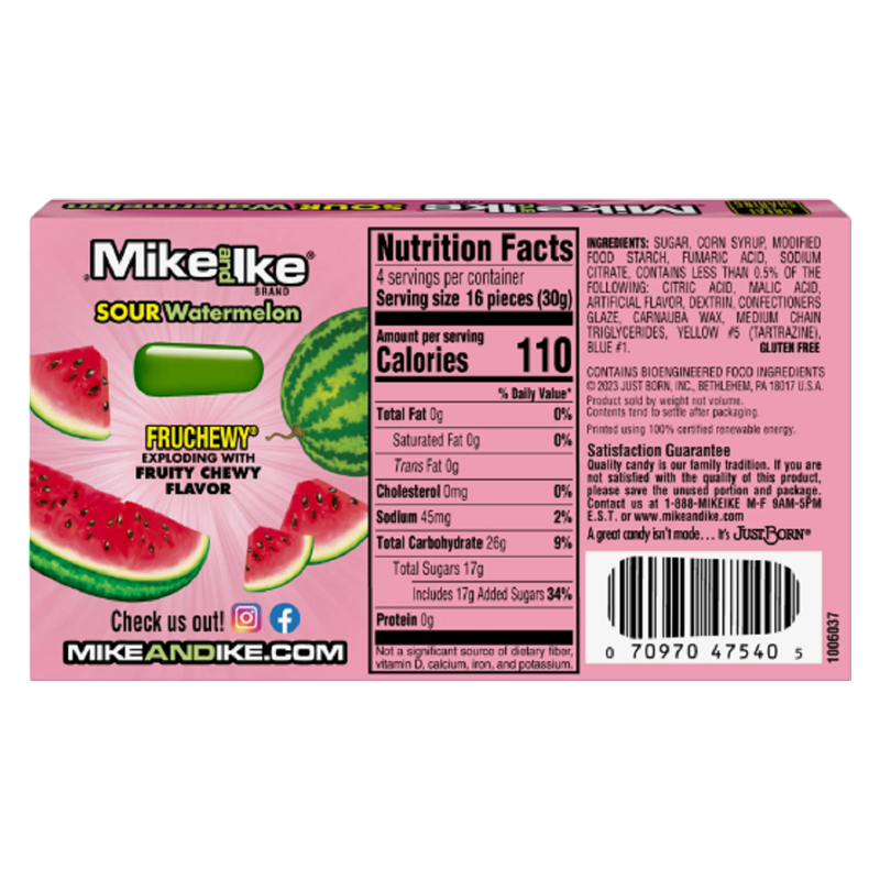 Mike And Ike, Sour Watermelon, 4.25oz