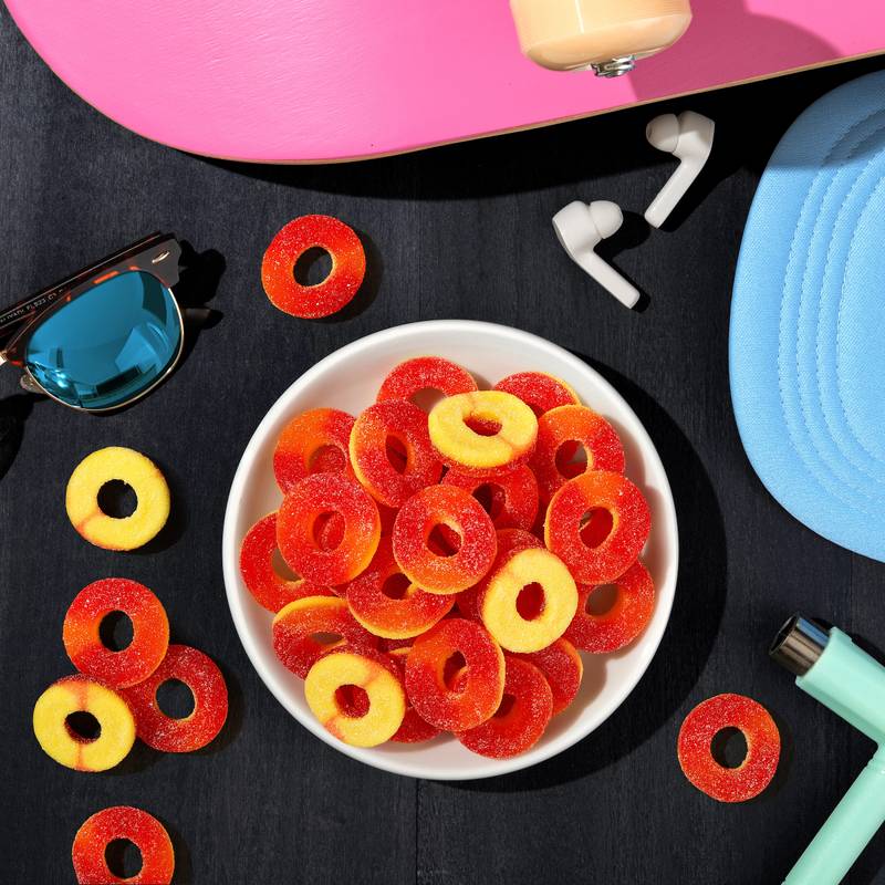 Trolli, Peachie O's Gummy Rings Candy, Sour, 4.25 oz