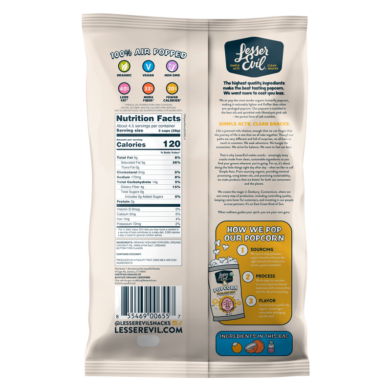 LesserEvil Himalayan Gold Organic Popcorn 5oz