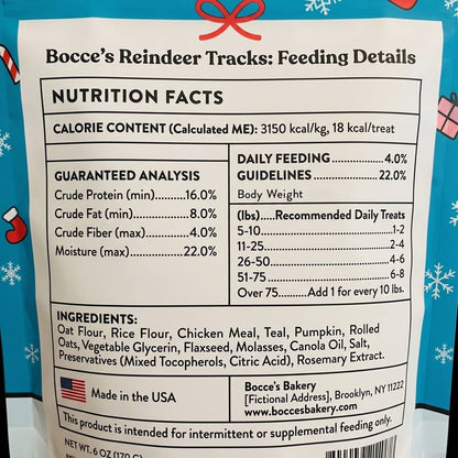 Bocce's Reindeer Tracks Dog Treats 6oz
