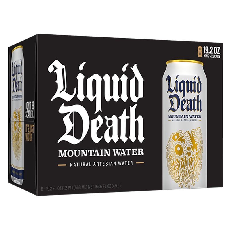 Liquid Death Mountain Water 8pk 19.2 oz King Size Can- XL