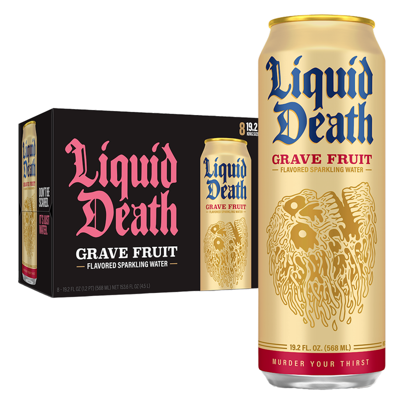 Liquid Death Grave Fruit Sparkling Water 8pk 19.2oz King Size Can- XL