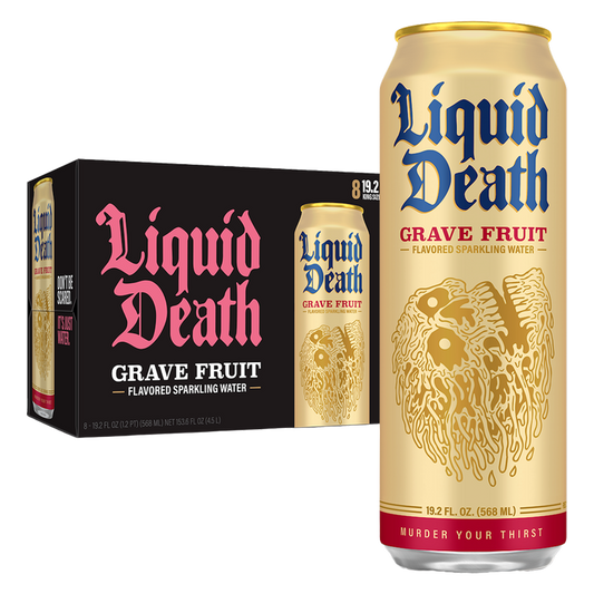Liquid Death Grave Fruit Sparkling Water 8pk 19.2oz King Size Can- XL