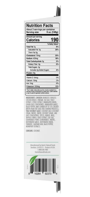 Kevin's Natural Foods Thai Style Coconut Chicken - 16oz