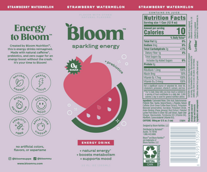 Bloom Strawberry Watermelon Sparkling Energy 12oz Can