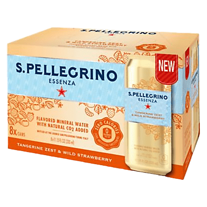 San Pellegrino Essenza Tangerine & Wild Strawberry Sparkling Water 8pk 12oz Can