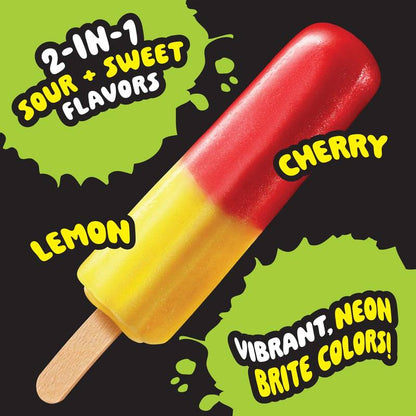 Trolli Frozen Gummi Ice Pops Chewy Sour Gummy Candy Frozen Dessert Snacks, Cherry Lemon, 10 Count