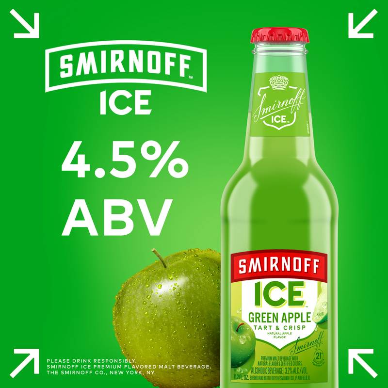 Smirnoff Ice Green Apple 6pk 11.2oz Btl 4.5% ABV