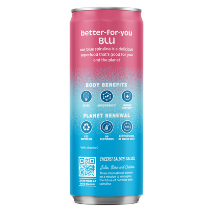 BLUwater Raspberry Yuzu Sparkling Spirulina Beverage 12oz Can