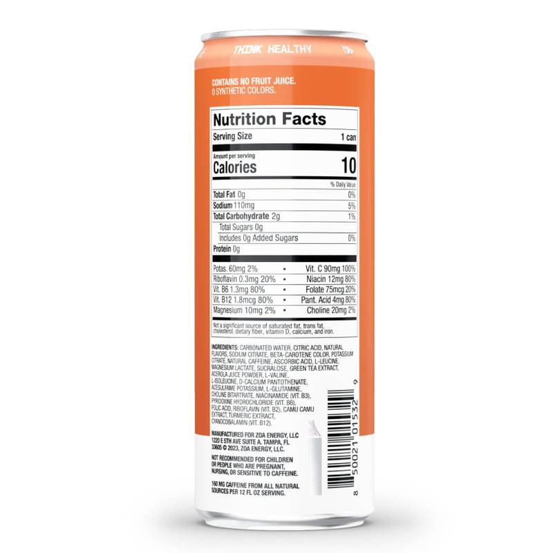 ZOA Zero Sugar Wild Orange 12oz Can