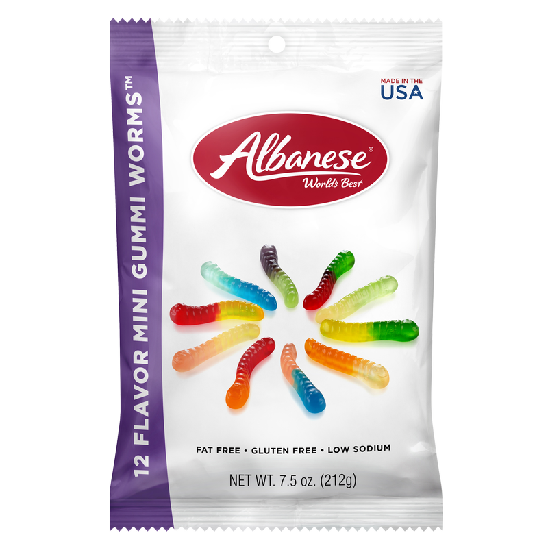 Albanese Confectionery 12 Flavor Mini Gummi Worms 7.5oz