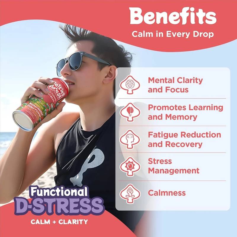 Melting Forest Watermelon Elderflower Mushroom D-Stress 12oz Can