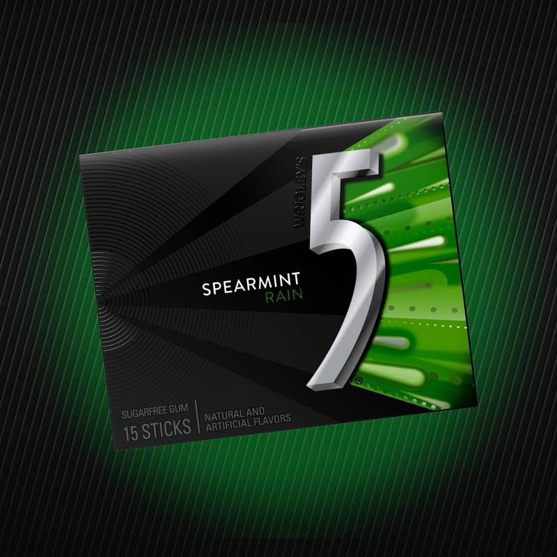 5 GUM Spearmint Rain Sugar Free Chewing Gum