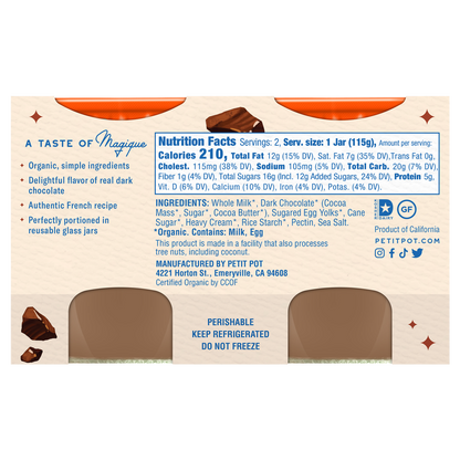 Petit Pot Dark Chocolate Organic French Dessert - 2ct/8oz