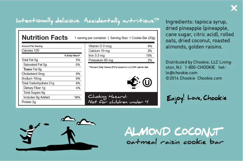 Chookie Almond Coconut Oatmeal Raisin Cookie Bar, 1.1 oz