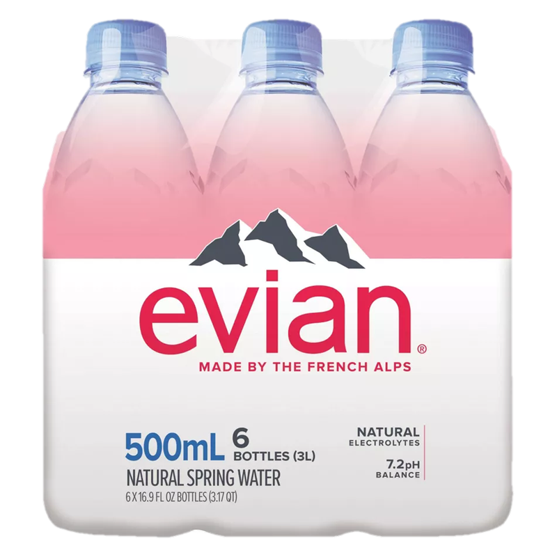 Evian Natural Spring Water 6pk 16.9oz Btl