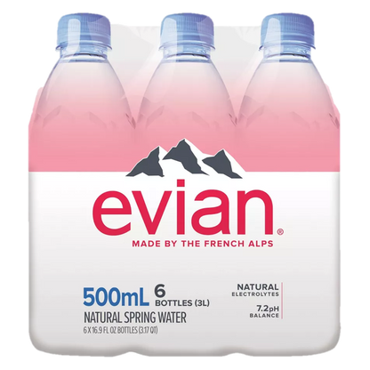 Evian Natural Spring Water 6pk 16.9oz Btl