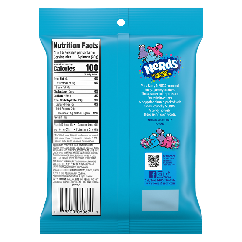 NERDS Gummy Clusters, Candy, Very Berry, Crunchy and Gummy, 5 oz