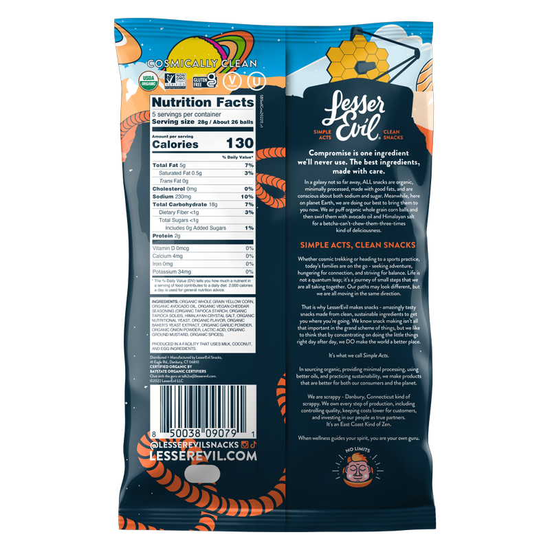 LesserEvil Space Balls Interstellar Cheddar, 5oz