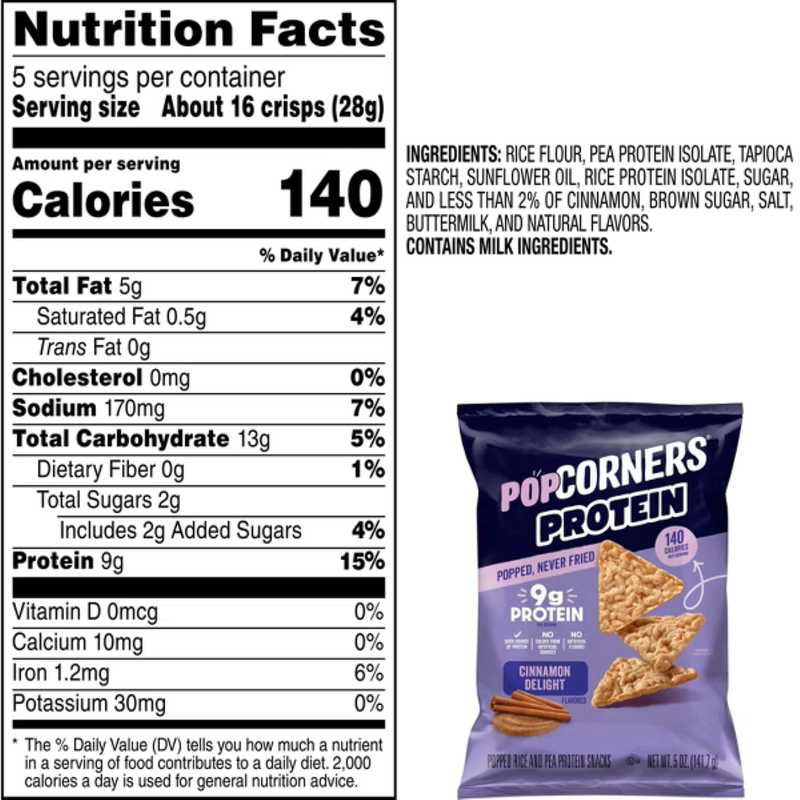Popcorners Protein Cinnamon Delight 5oz