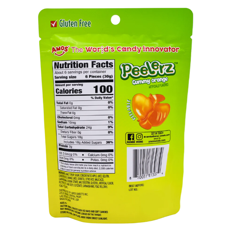 Amos Peelerz Gummy Orange, 6oz