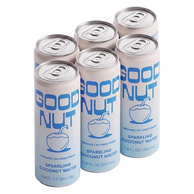 Good Nut Premium Organic Sparkling Coconut Water 11.8oz Can, DC 6 pack