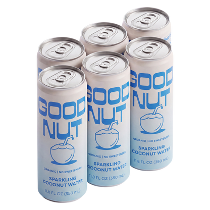 Good Nut Premium Organic Sparkling Coconut Water 11.8oz Can, DC 6 pack