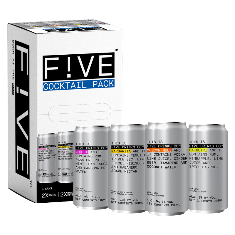 FIVE Drinks Cocktail Variety 8pk 200ml Can 9%-10% ABV