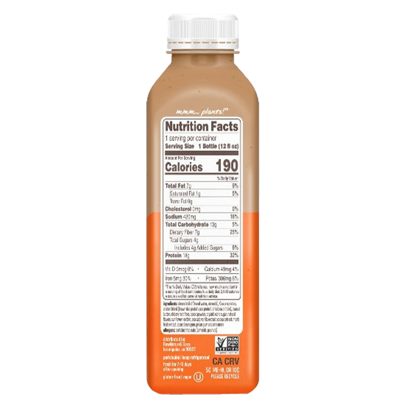 Koia Chocolate Peanut Butter Plant Based Protein Drink 12oz Btl