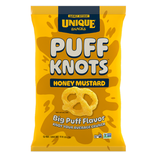 Unique Snacks Puff Knots, Honey Mustard, 4.8oz