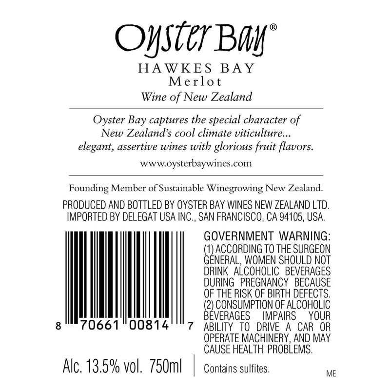 Oyster Bay Merlot 750ml