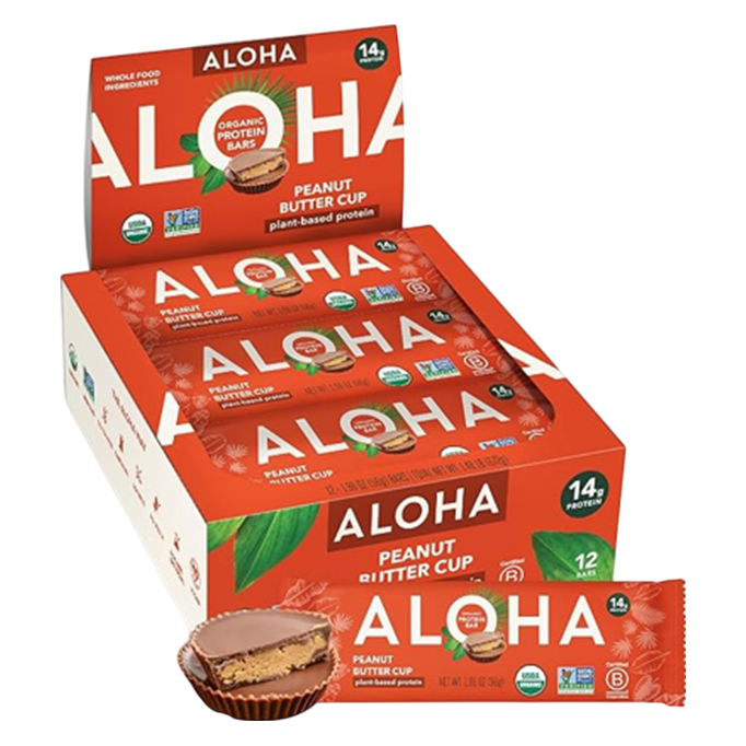 ALOHA, Plant Based Protein Bar, Peanut Butter Cup 12 ct