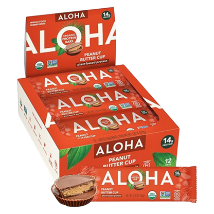ALOHA, Plant Based Protein Bar, Peanut Butter Cup 12 ct