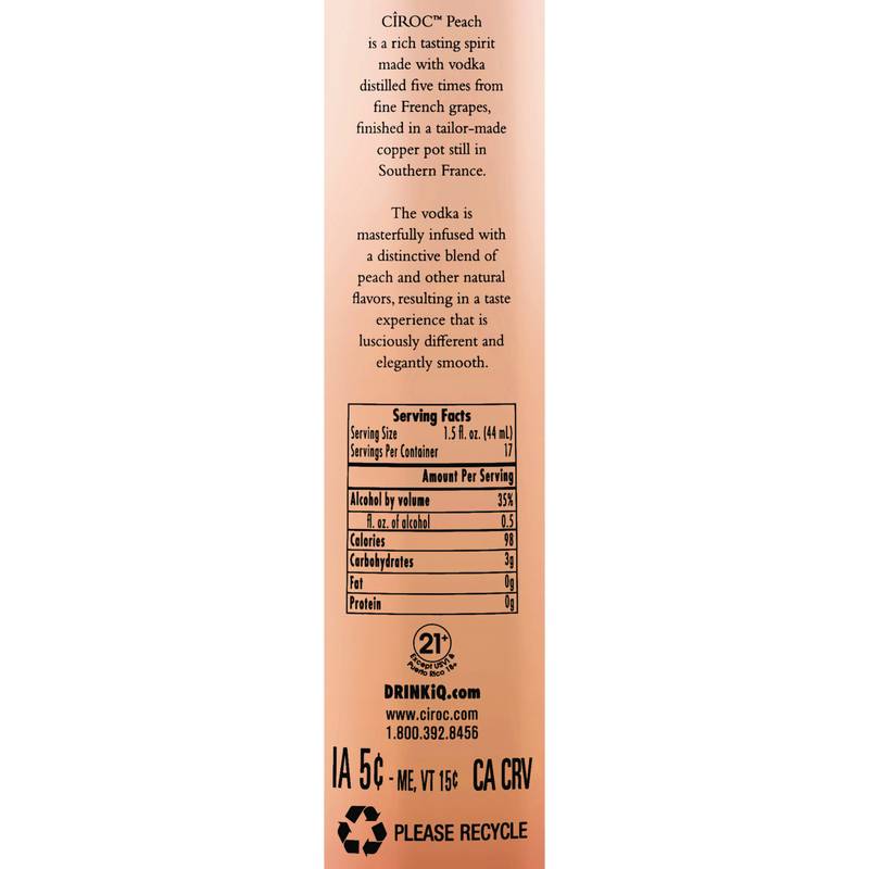 Ciroc Peach Vodka 750ml (70 Proof)