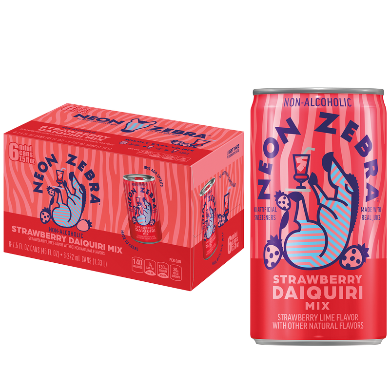 Neon Zebra Strawberry Daquiri Mix 6pk 7.5oz