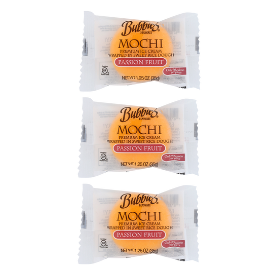 3ct Bubbies Hawaii Passion Fruit Mochi Ice Cream Individually Wrapped